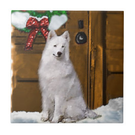 Azulejo De Cerâmica Natal Samoyed