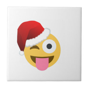 Azulejo De Cerâmica natal santa claus winking emoji