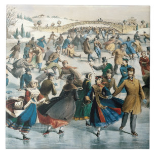 Azulejo De Cerâmica Natal Vitoriano Central Park Currier & Ives