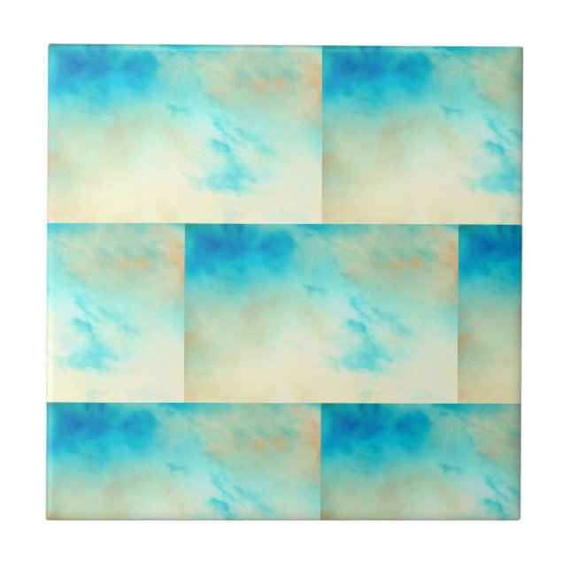 Azulejo De Cerâmica Natas de abstrato azul turquesa quebradas (Frente)