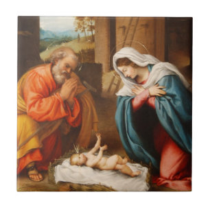 Azulejo De Cerâmica Natividade por Lorenzo Lotto