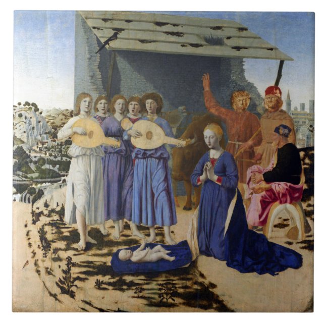 Azulejo De Cerâmica NATIVITY OF JESUS, ANGELS by PIERO DELLA FRANCESCA (Frente)