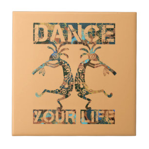 Azulejo De Cerâmica Nativos americanos Kokopelli - Dança Sua Vida 1