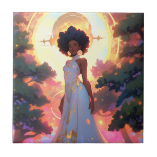 Azulejo De Cerâmica Nature Goddese African American Fantasy Art