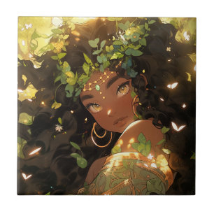 Azulejo De Cerâmica Nature Goddese African American Fantasy Art