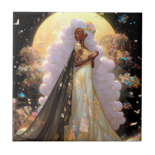 Azulejo De Cerâmica Nature Goddese African American Fantasy Art