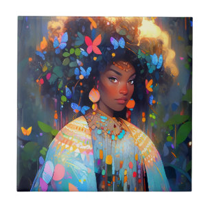Azulejo De Cerâmica Nature Goddese African American Fantasy Art