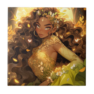 Azulejo De Cerâmica Nature Goddese African American Fantasy Art