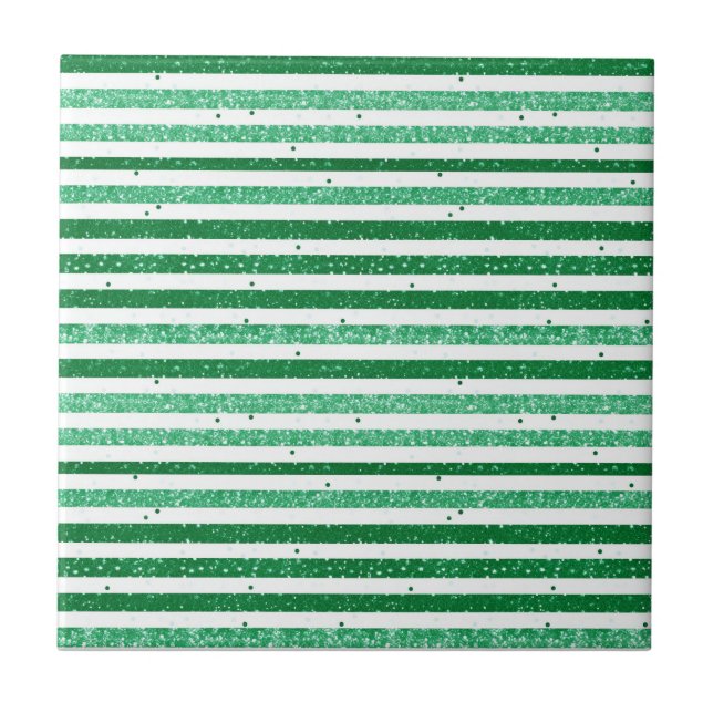 Azulejo De Cerâmica Nature Green White Horizontal Glitter Stripes (Frente)
