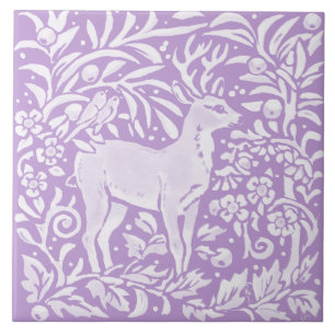Azulejo De Cerâmica Natureza Da Floresta Floral De Pássaro Roxo-Leve