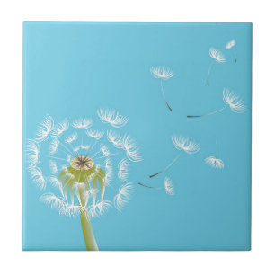 Azulejo De Cerâmica Natureza floral do dandelion azul
