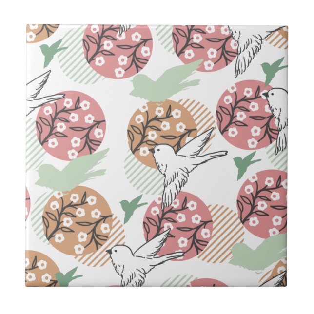 Azulejo De Cerâmica Natureza geométrica Primavera e Arte de Padrão Ani (Frente)