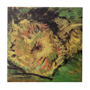Azulejo De Cerâmica Natureza Morta Dois Girassóis Cortados por Vincent