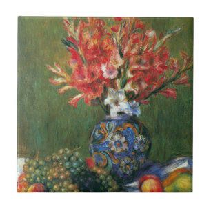 Azulejo De Cerâmica Natureza Morta Flores e Frutas por Pierre Renoir
