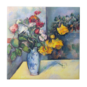 Azulejo De Cerâmica Natureza Morta Flores em um Vaso Por Paul Cezanne