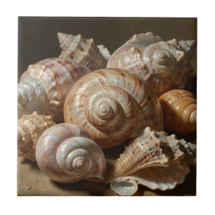 Azulejo De Cerâmica Natureza-Morta Iridescente de Conchas Marinhas