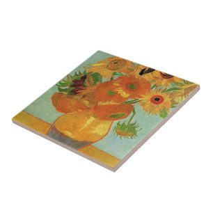 Azulejo De Cerâmica natureza-morta - vaso com doze girassóis, van Gogh