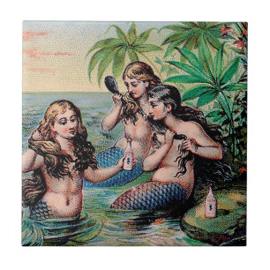 Azulejo De Cerâmica Naufrágio Antigo das Sereias Vitorianas Tesouro Na