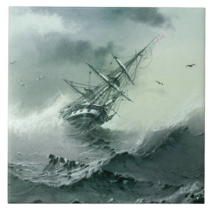 Azulejo De Cerâmica Naufrágio (por Ivan Aivazovsky)