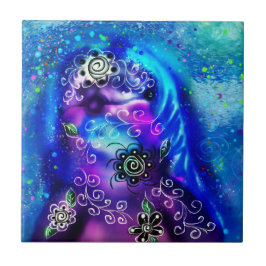 Azulejo De Cerâmica Náutica Costeira de Golfinho Azul Branco