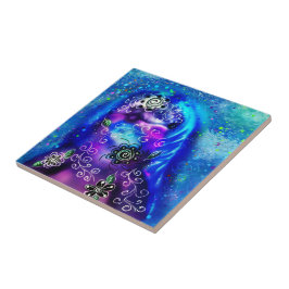 Azulejo De Cerâmica Náutica Costeira de Golfinho Azul Branco