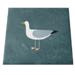 Azulejo De Cerâmica Náutica de Seagull - Verde<br><div class="desc">Uma gaivota atada ao lado do oceano. Perfeito para aqueles que amam pássaros sassos e a costa.</div>