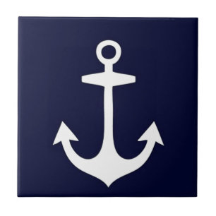 Azulejo De Cerâmica Náutico do azul marinho e o branco inspirado