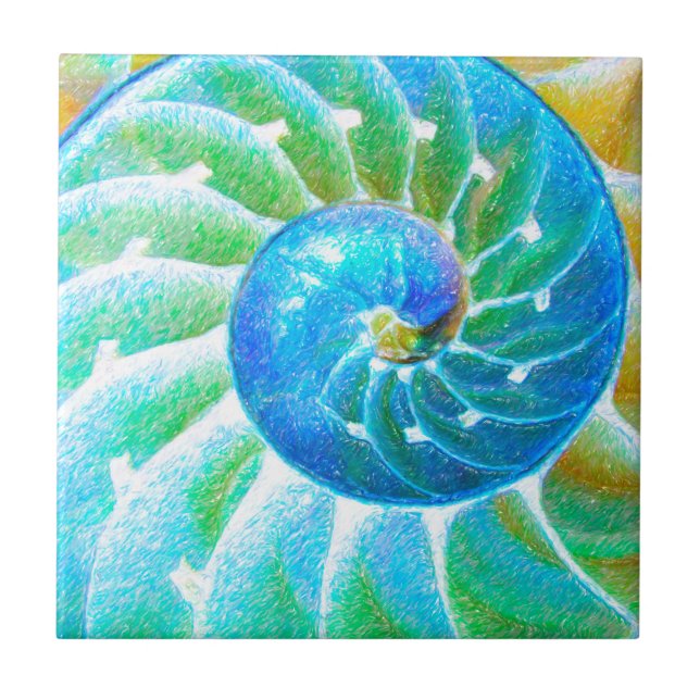 Azulejo De Cerâmica Nautilus azul (Frente)