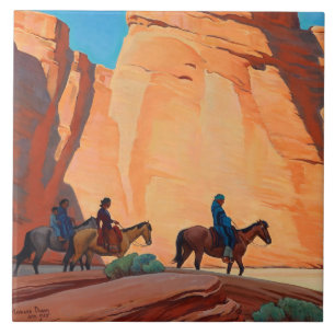 Azulejo De Cerâmica “Navajos em um Canyon” por Maynard Dixon