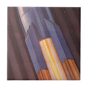 Azulejo De Cerâmica Nave Espacial de Ficção Científica Vintage Foguete