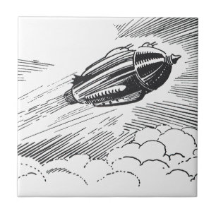 Azulejo De Cerâmica Nave espacial Rocket da ficção científica do