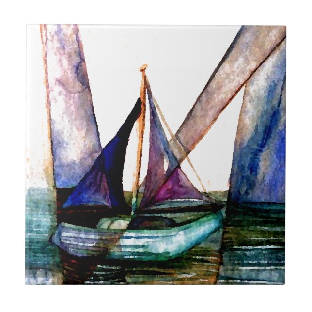 Azulejo De Cerâmica Navigação do abstrato 1 do veleiro de CricketDiane (Frente)
