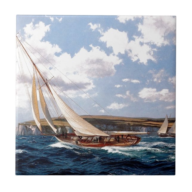 Azulejo De Cerâmica Navigação em um mar áspero (Frente)