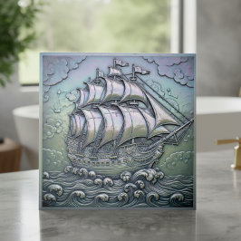 Azulejo De Cerâmica Navio à Vela Iridescente Metálico ID1223