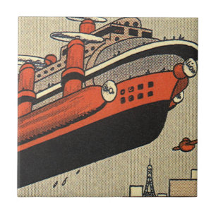 Azulejo De Cerâmica Navio de Cruzeiro de Ficção Científica Vintage Hel
