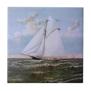 Azulejo De Cerâmica Navio de Navegação Antiquada - Yacht Sailboat Ocea