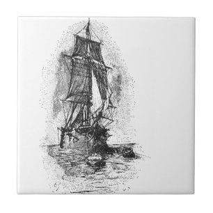 Azulejo De Cerâmica Navio de pirata da ilha do tesouro