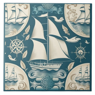 Azulejo De Cerâmica Navio náutico e arte cerâmica no mar Themed n.o 14