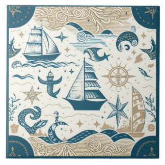 Azulejo De Cerâmica Navio náutico e arte cerâmica no mar Themed n.o 15