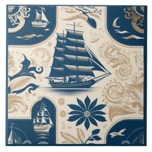 Azulejo De Cerâmica Navio náutico e arte cerâmica no mar Themed n.o 19
