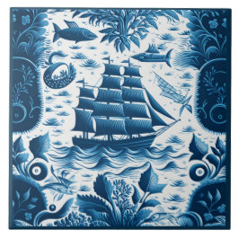Azulejo De Cerâmica Navio náutico e arte cerâmica teórica no oceano 5