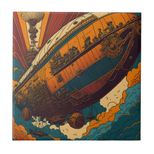 Azulejo De Cerâmica Navio SteamPunk