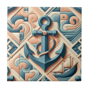 Azulejo De Cerâmica Navios Náuticos Modernos de Meados do Século