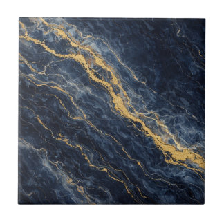 Azulejo De Cerâmica Navy Blue & Gold Natural Marble – Luxury