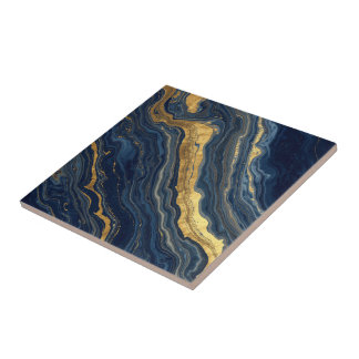 Azulejo De Cerâmica Navy & Gold Natural Marble – Luxury Ceramic Tile