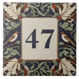 Azulejo De Cerâmica Navy Green Bird House Number Plaque Plate Sign