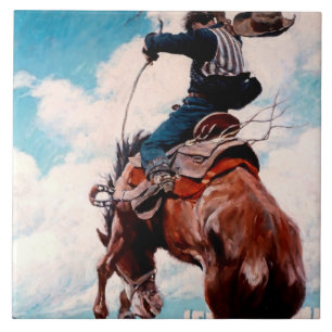 Azulejo De Cerâmica NC Wyeth Western Painting "Bucking"