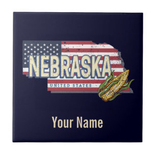 Azulejo De Cerâmica Nebraska Estados Unidos Retro State Map Vintage EU