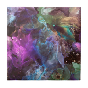 Azulejo De Cerâmica Nebulosa Colorida do Espaço de Arte Abstrato