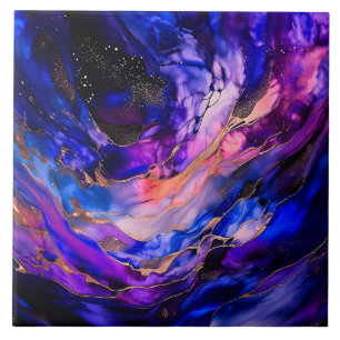 Azulejo De Cerâmica Nebulosa do Espaço Roxo na Tinta Álcool